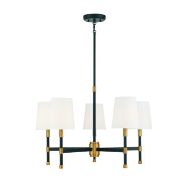 Brody Five Light Chandelier in Matte Blackith Warm Brass Accents by Savoy House