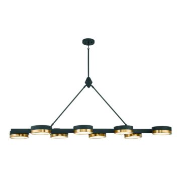Savoy House Ashor 8 Light LED Linear Chandelier in Matte Black with Warm Brass Accents