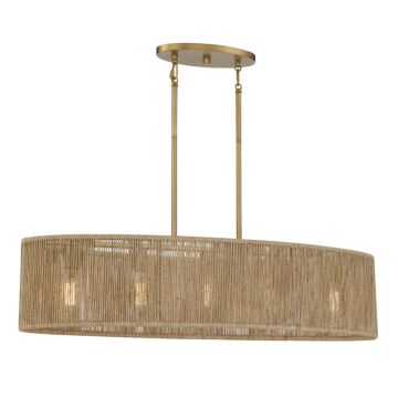 Ashe Five Light Chandelier in Warm Brass and Rope by Savoy House