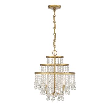 Luna Three Light Mini Chandelier in Warm Brass by Savoy House