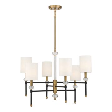 Tivoli Six Light Chandelier in Matte Blackith Warm Brass Accents by Savoy House