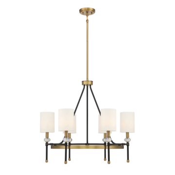 Tivoli Six Light Chandelier in Matte Blackith Warm Brass Accents by Savoy House