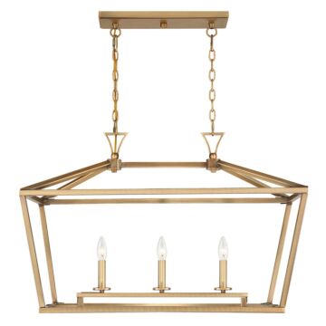 Townsend Three Light Linear Chandelier in Warm Brass by Savoy House
