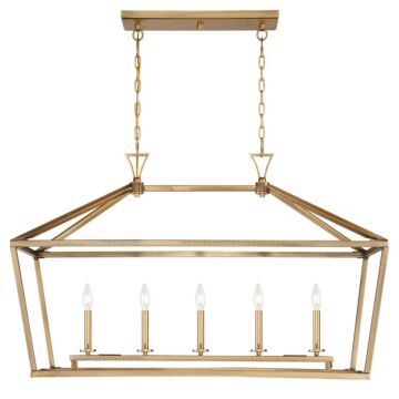 Townsend Five Light Linear Chandelier in Warm Brass by Savoy House