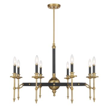Consulate 8-Light Chandelier in Matte Black and Warm Brass