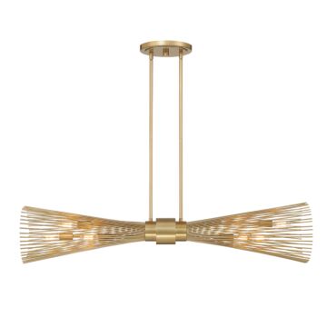 Longfellow Six Light Linear Chandelier in Burnished Brass by Savoy House