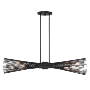 Longfellow Six Light Linear Chandelier in Matte Black by Savoy House