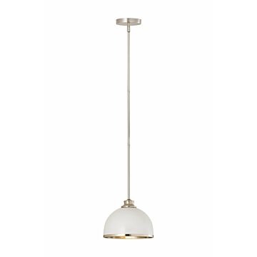 Z-Lite Landry 1-Light Pendant Light In Matte White With Brushed Nickel