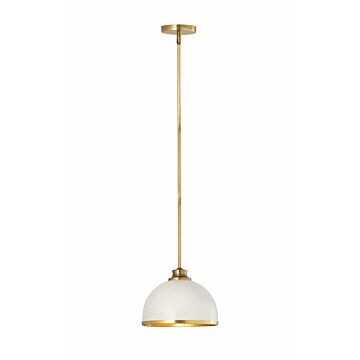 Z-Lite Landry 1-Light Pendant Light In Matte White With Rubbed Brass