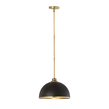 Z-Lite Landry 1-Light Pendant Light In Matte Black With Rubbed Brass