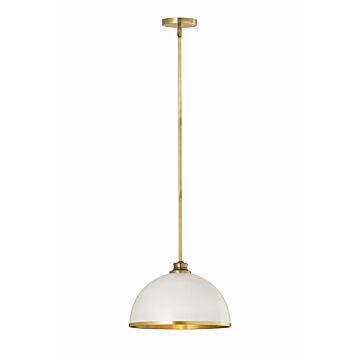 Z-Lite Landry 1-Light Pendant Light In Matte White With Rubbed Brass