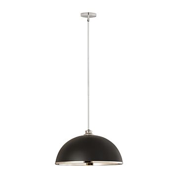 Z-Lite Landry 1-Light Pendant Light In Matte Black With Chrome