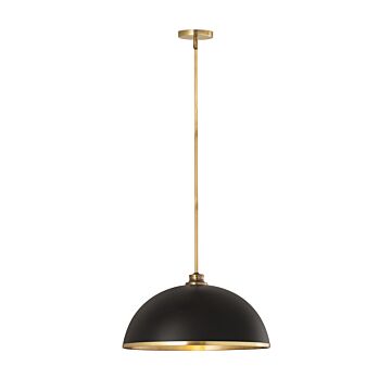 Z-Lite Landry 1-Light Pendant Light In Matte Black With Rubbed Brass