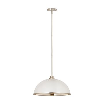 Z-Lite Landry 1-Light Pendant Light In Matte White With Brushed Nickel
