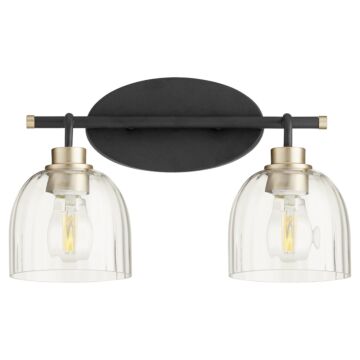 Espy Two Light Vanity in Textured Black  Aged Brass by Quorum International