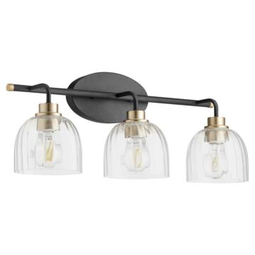 Espy Three Light Vanity in Textured Black  Aged Brass by Quorum International