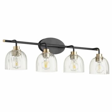 Espy Four Light Vanity in Textured Black  Aged Brass by Quorum International