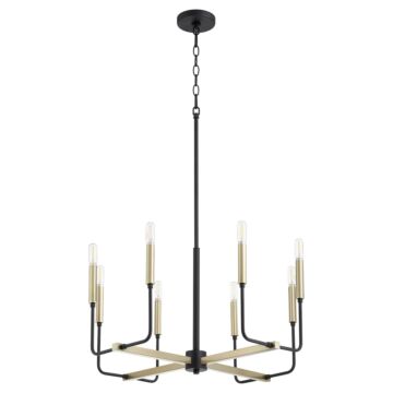 Lacy Eight Light Chandelier in Textured Black  Aged Brass by Quorum International
