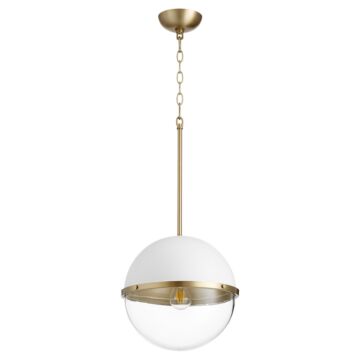 Sphere Pendants One Light Pendant in Studio White  Aged Brass by Quorum International