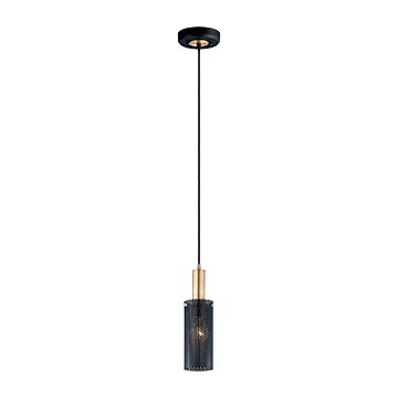 Perf One Light Mini Pendant in Black   Satin Brass by Maxim