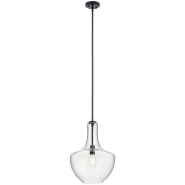 Everly One Light Pendant in Black by Kichler