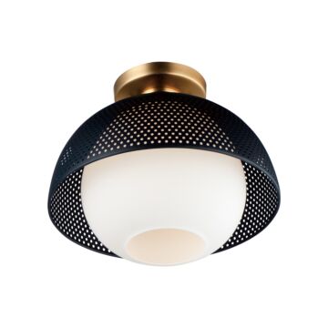 Perf One Light Flush Mount in Black   Satin Brass by Maxim