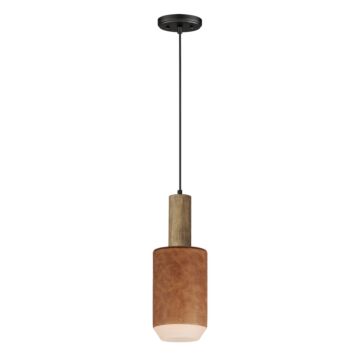 Scout LED Pendant in Weathered Wood   Tan Leather by Maxim