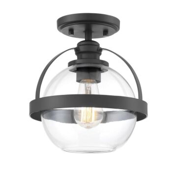 Pendleton One Light SemiFlush Mount in Matte Black by Savoy House