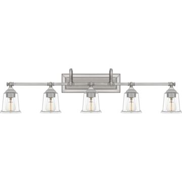 Nicholas Five Light Bath Fixture in Brushed Nickel by Quoizel
