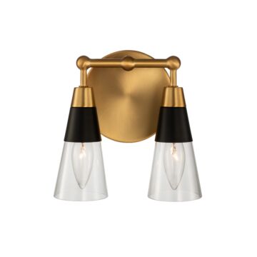 Ponti Two Light Bath in Matte Black New Brass by Kalco