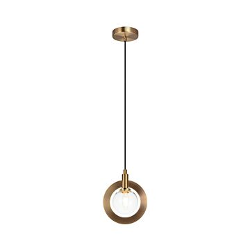 Astro One Light Pendant in Aged Gold Brass by Matteo Lighting