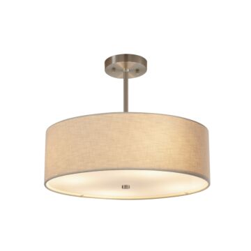 Textile 3-Light Drum Pendant in Pewter