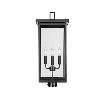 Barkeley Four Light Outdoor Post Lantern in Powder Coated Black by Millennium
