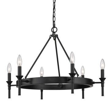 Edinburgh Six Light Chandelier in Matte Black by Golden