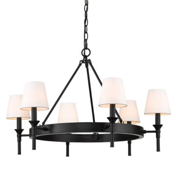 Edinburgh Six Light Chandelier in Matte Black by Golden