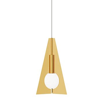 Orbel Pyramid LED Pendant in Natural Brass by Visual Comfort Modern