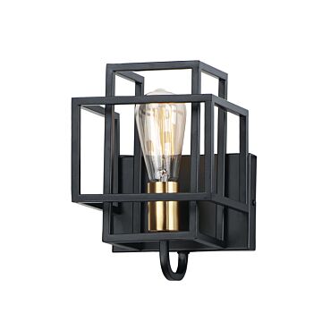 Liner One Light Wall Sconce in Black   Satin Brass by Maxim