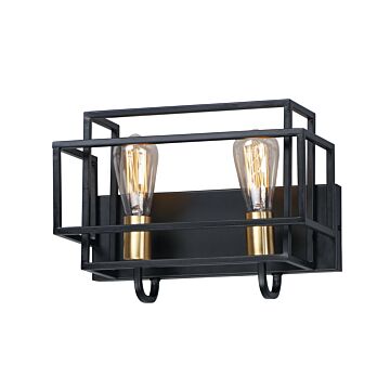 Liner Two Light Bath Vanity in Black   Satin Brass by Maxim