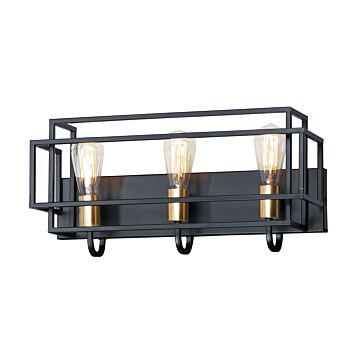Liner Three Light Bath Vanity in Black   Satin Brass by Maxim