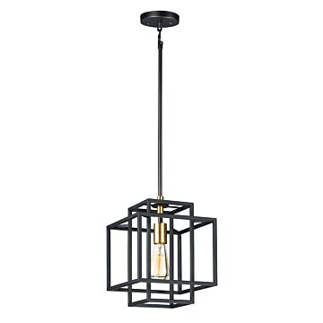Liner One Light Pendant in Black   Satin Brass by Maxim