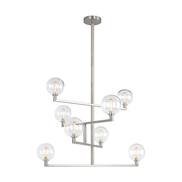 Gambit Eight Light Chandelier in Satin Nickel by Visual Comfort Modern