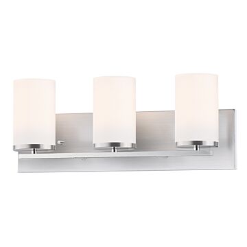 Lateral Three Light Bath Vanity in Satin Nickel by Maxim