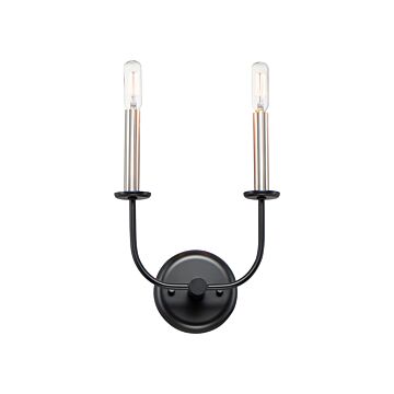 Wesley Two Light Wall Sconce in Black   Satin Nickel by Maxim