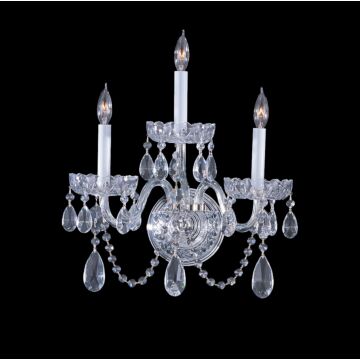 Traditional Crystal Three Light Wall Sconce in Polished Chrome by Crystorama