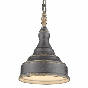 Keating One Light Mini Pendant in Antique Black Iron by Golden