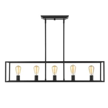 Wesson Five Light Linear Pendant in Matte Black by Golden