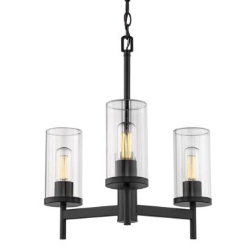 Winslett BLK Three Light Chandelier in Matte Black by Golden