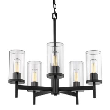 Winslett BLK Five Light Chandelier in Matte Black by Golden