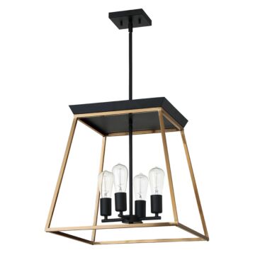Paulino Four Light Pendant in Brushed Gold and Matte Black by Eglo USA