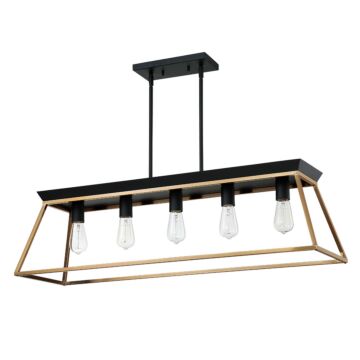Paulino Five Light Pendant in Brushed Gold and Matte Black by Eglo USA